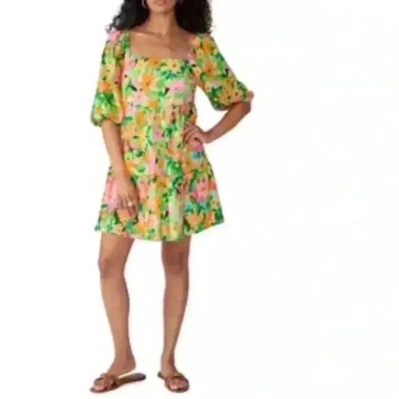 NWT Sanctuary Green Scoop Neck Boho Floral Midi Dress Size XL - Picture 2 of 11